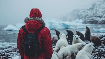 极地探险家与北极熊