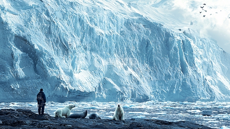 高清大图下载【趣麦麦图】人与自然冰川极地动物