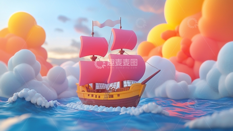 高清大图下载【趣麦麦图】卡通帆船