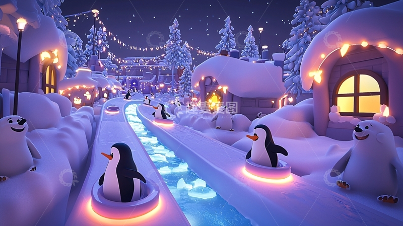 高清大图下载【趣麦麦图】冰雪小镇