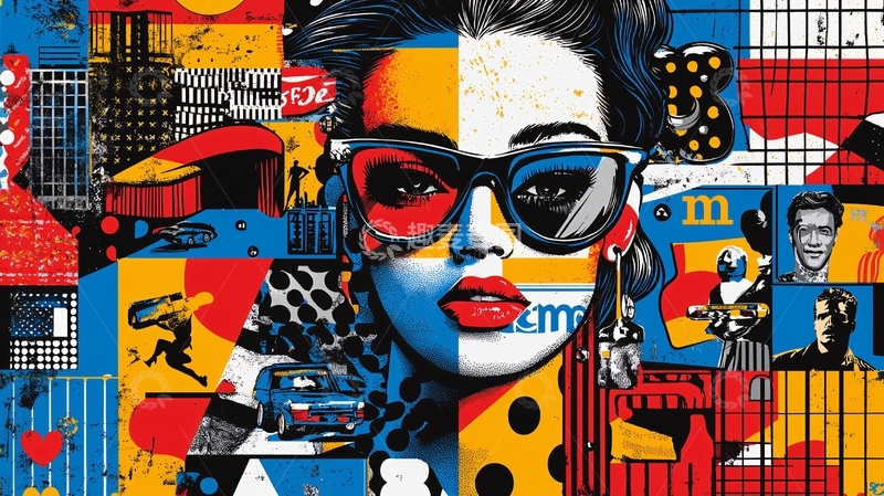 高清大图下载【趣麦麦图】彩色拼贴画女人