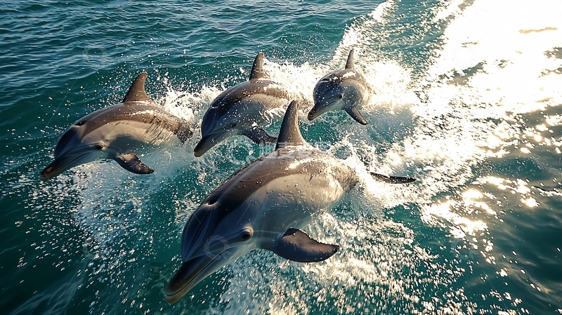 高清大图下载【趣麦麦图】海豚跃出水面
