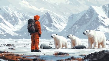 极地探险家与北极熊