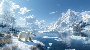 北极熊雪山风景图