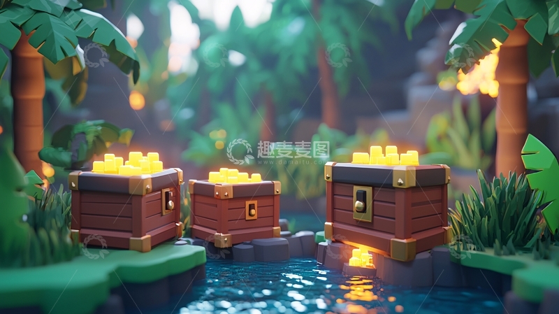 高清大图下载【趣麦麦图】热带雨林宝箱