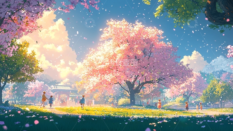 高清大图下载【趣麦麦图】唯美樱花树下春日风景