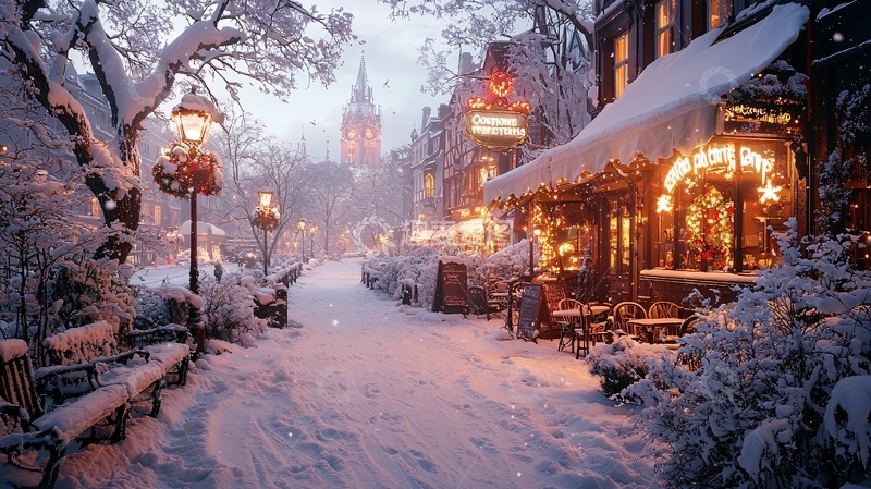 高清大图下载【趣麦麦图】雪夜街道