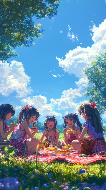 夏日野餐少女动漫壁纸