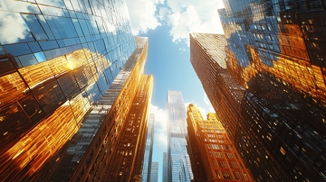 仰视视角下的摩天大楼