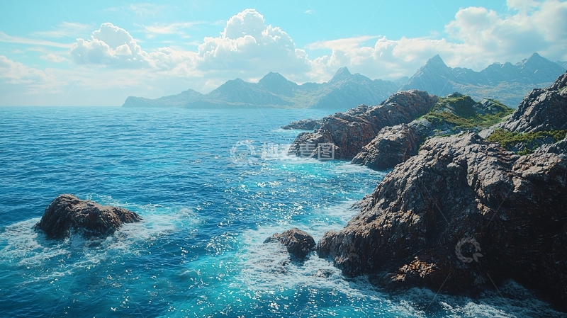 高清大图下载【趣麦麦图】阳光下的海边岩石