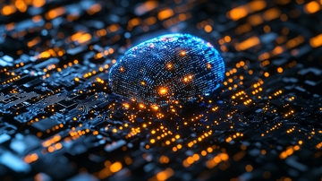 电路板上的蓝色大脑