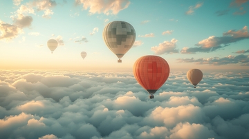 热气球飞越云海