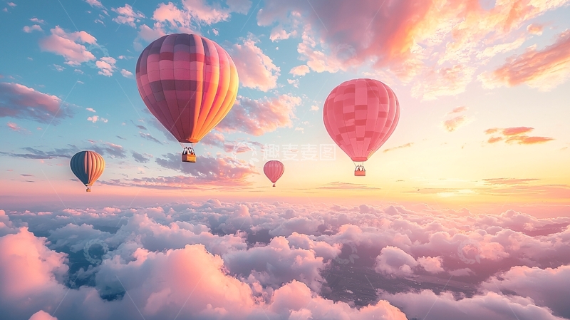 高清大图下载【趣麦麦图】热气球云海日出