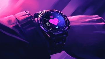 炫酷智能手表粉色爱心表盘