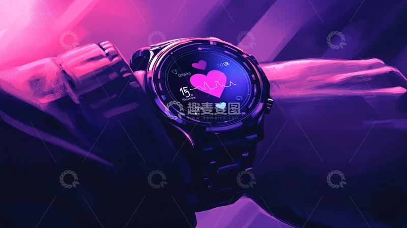高清大图下载【趣麦麦图】炫酷智能手表粉色爱心表盘