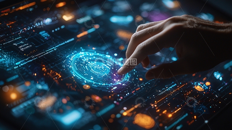 高清大图下载【趣麦麦图】手指触碰科技屏幕