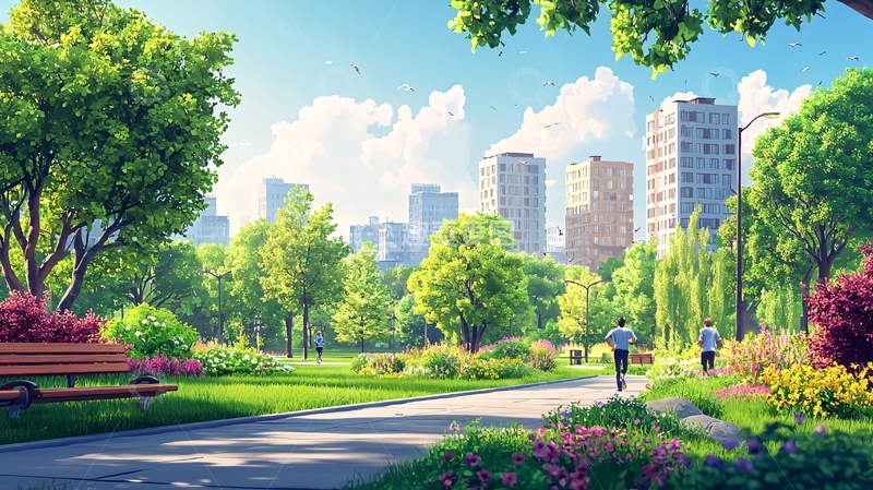 高清大图下载【趣麦麦图】阳光明媚的城市公园