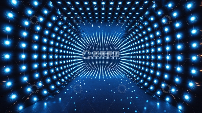 高清大图下载【趣麦麦图】蓝色灯光隧道