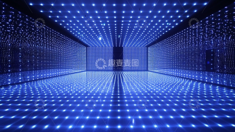 高清大图下载【趣麦麦图】蓝色灯光走廊