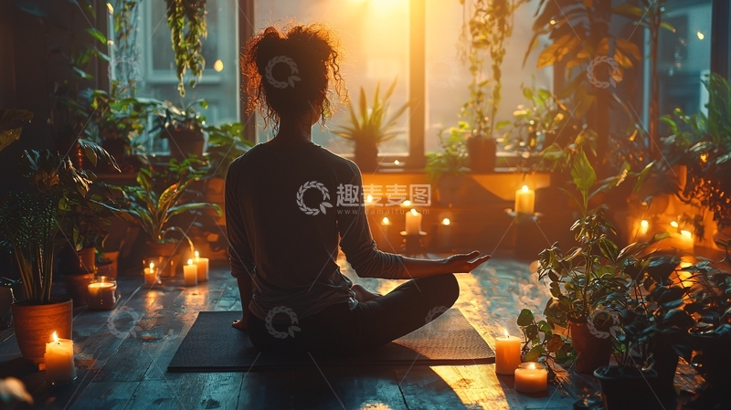 高清大图下载【趣麦麦图】室内瑜伽冥想