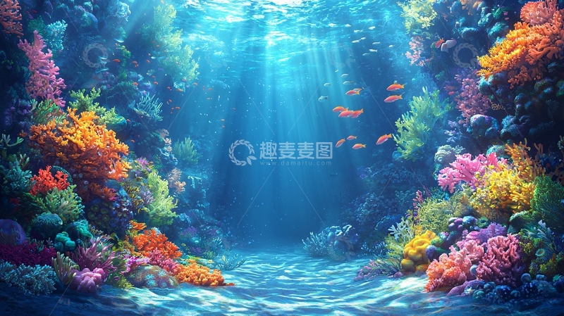 高清大图下载【趣麦麦图】海底珊瑚礁景观
