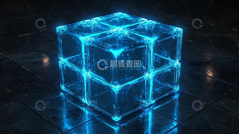 高清大图下载【趣麦麦图】蓝光能量方块