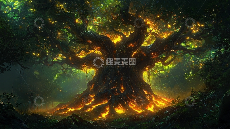 高清大图下载【趣麦麦图】发光巨树