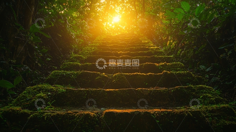 高清大图下载【趣麦麦图】森林阶梯