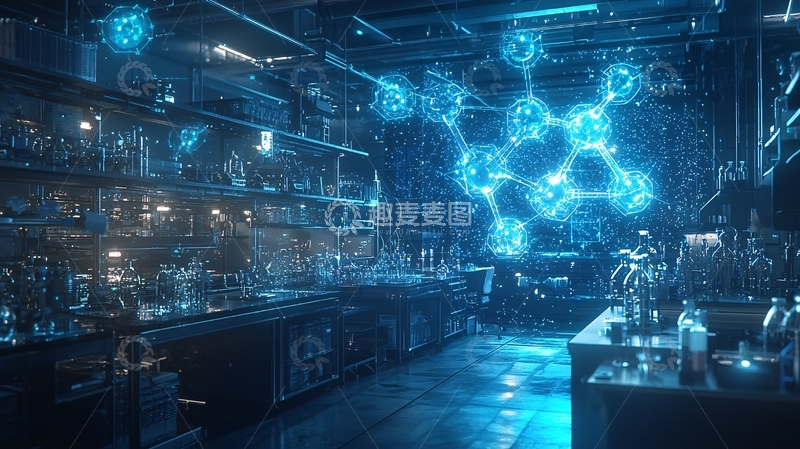 高清大图下载【趣麦麦图】蓝色科技感实验室
