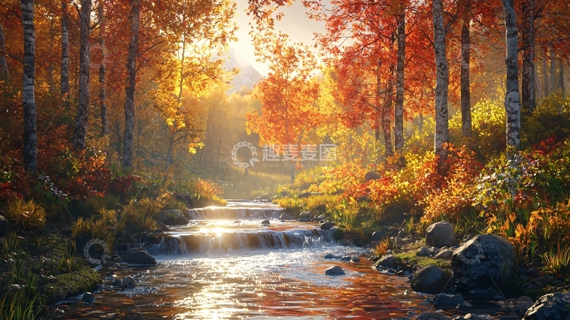 高清大图下载【趣麦麦图】秋季森林溪流