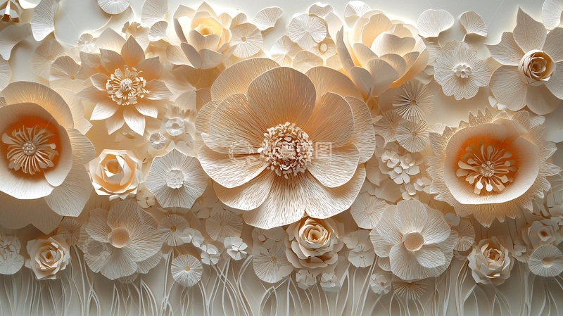 高清大图下载【趣麦麦图】立体纸花背景