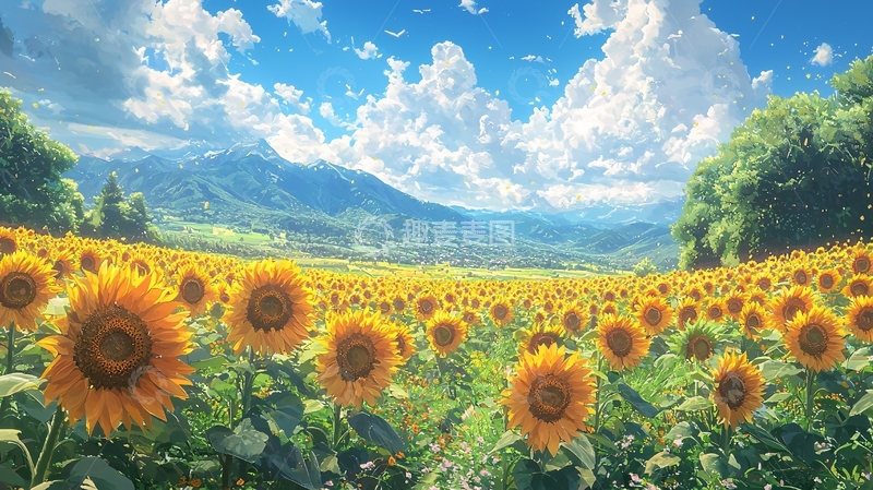 高清大图下载【趣麦麦图】向日葵花海