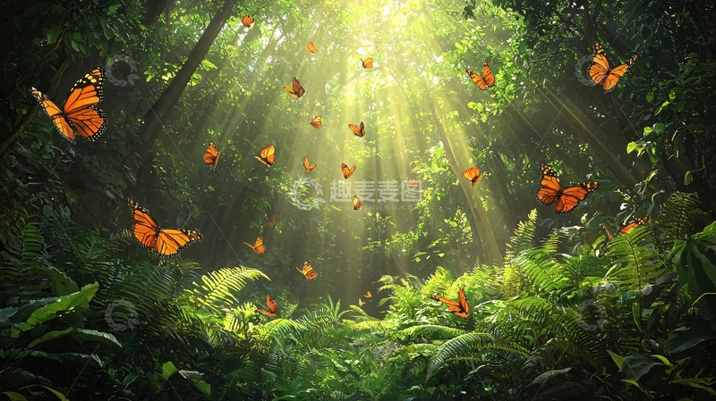 高清大图下载【趣麦麦图】阳光森林蝴蝶