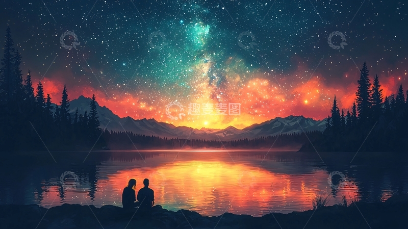 高清大图下载【趣麦麦图】星空下的情侣