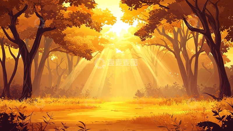 高清大图下载【趣麦麦图】温暖阳光森林