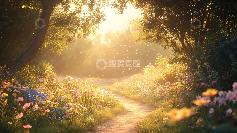 高清大图下载【趣麦麦图】阳光森林小路