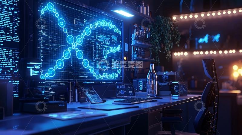 高清大图下载【趣麦麦图】科技感蓝色未来实验室
