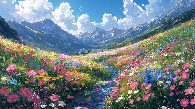 高清大图下载【趣麦麦图】梦幻山谷花海