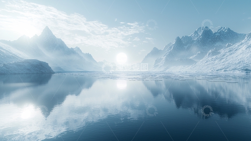 高清大图下载【趣麦麦图】冰雪山脉湖泊倒影
