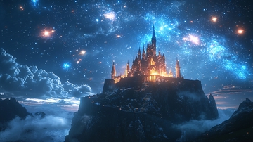 星空下的哥特式城堡