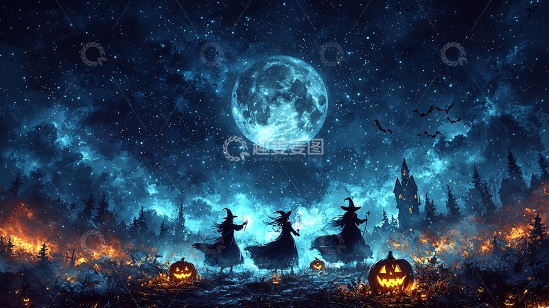 高清大图下载【趣麦麦图】万圣节夜晚