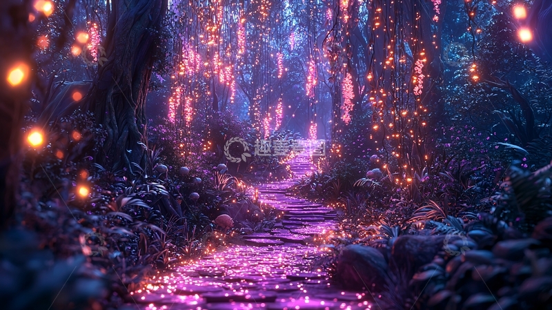 高清大图下载【趣麦麦图】童话森林夜景小路