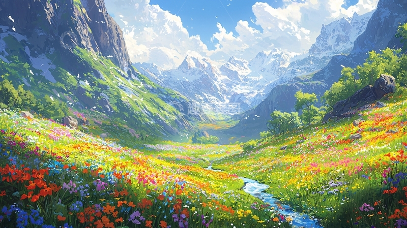 高清大图下载【趣麦麦图】高山花海