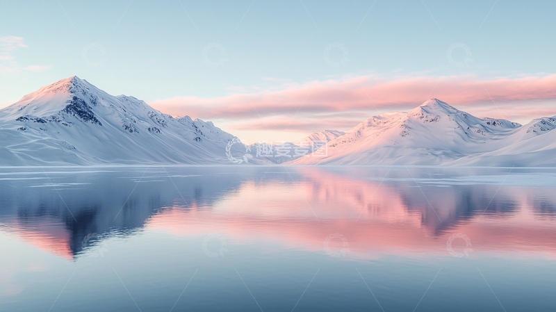 高清大图下载【趣麦麦图】雪山湖泊倒影