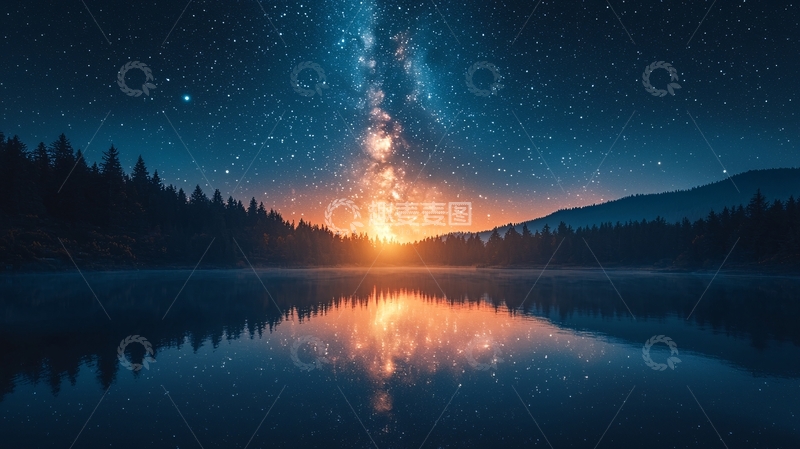 高清大图下载【趣麦麦图】星空倒影