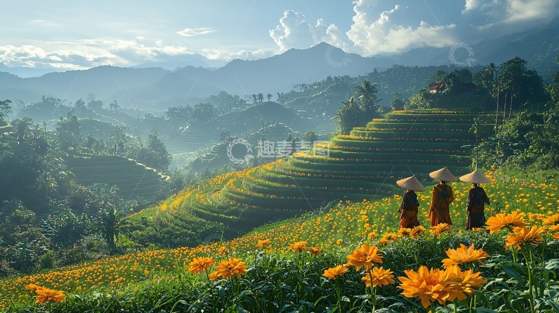 高清大图下载【趣麦麦图】梯田