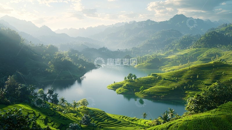 高清大图下载【趣麦麦图】宁静湖泊山景