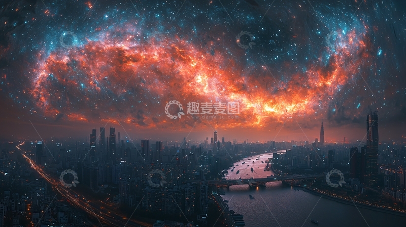高清大图下载【趣麦麦图】星空城市