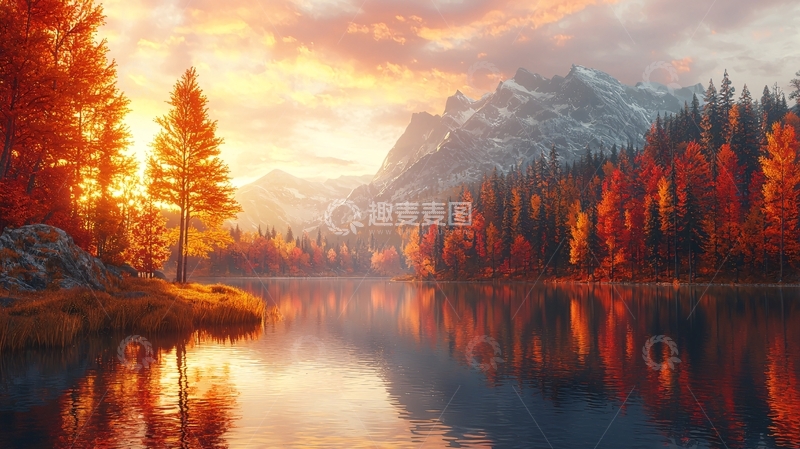 高清大图下载【趣麦麦图】秋日湖光山色