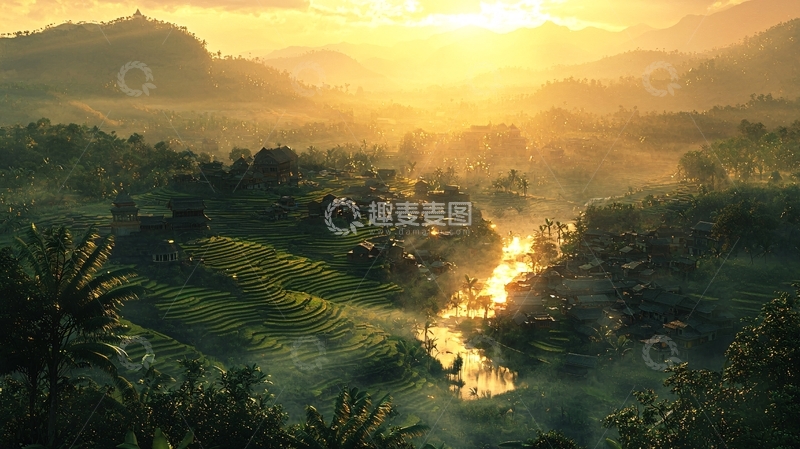 高清大图下载【趣麦麦图】日出山谷